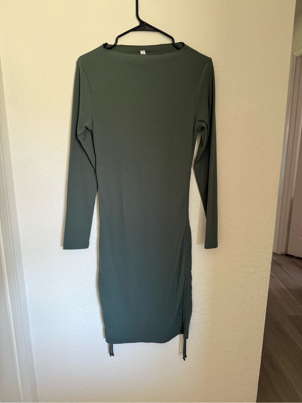 Wishlist Olive Green Long Sleeve Midi Bodycon Dress